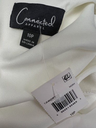 Connected Women's White Short-Sleeve Overlay Wide-Leg Jumpsuit Petite Size 10P - Picture 3 of 3