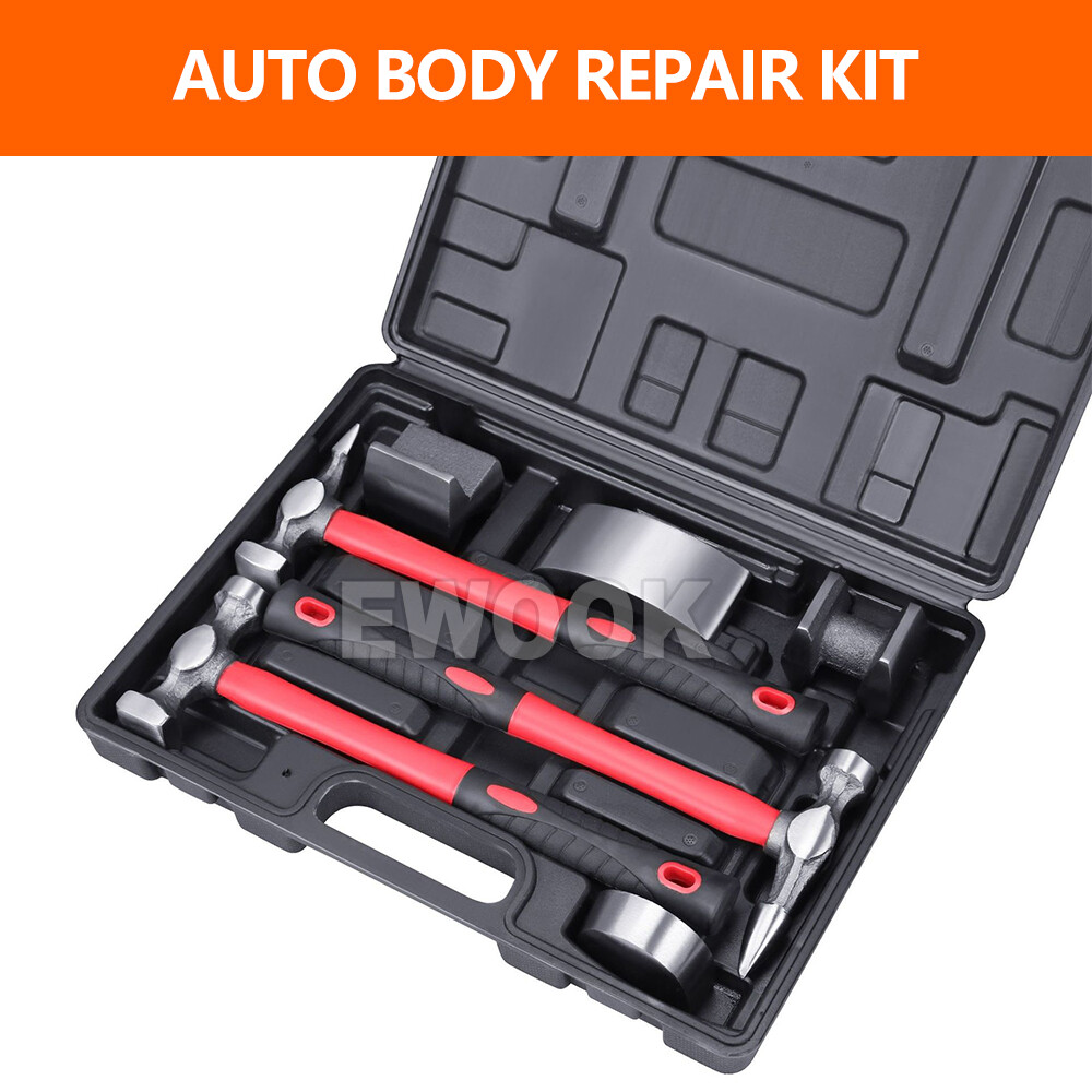 7X Car Body Repair Hammer & Dolly Kit Auto Panel Beating Dent Roller