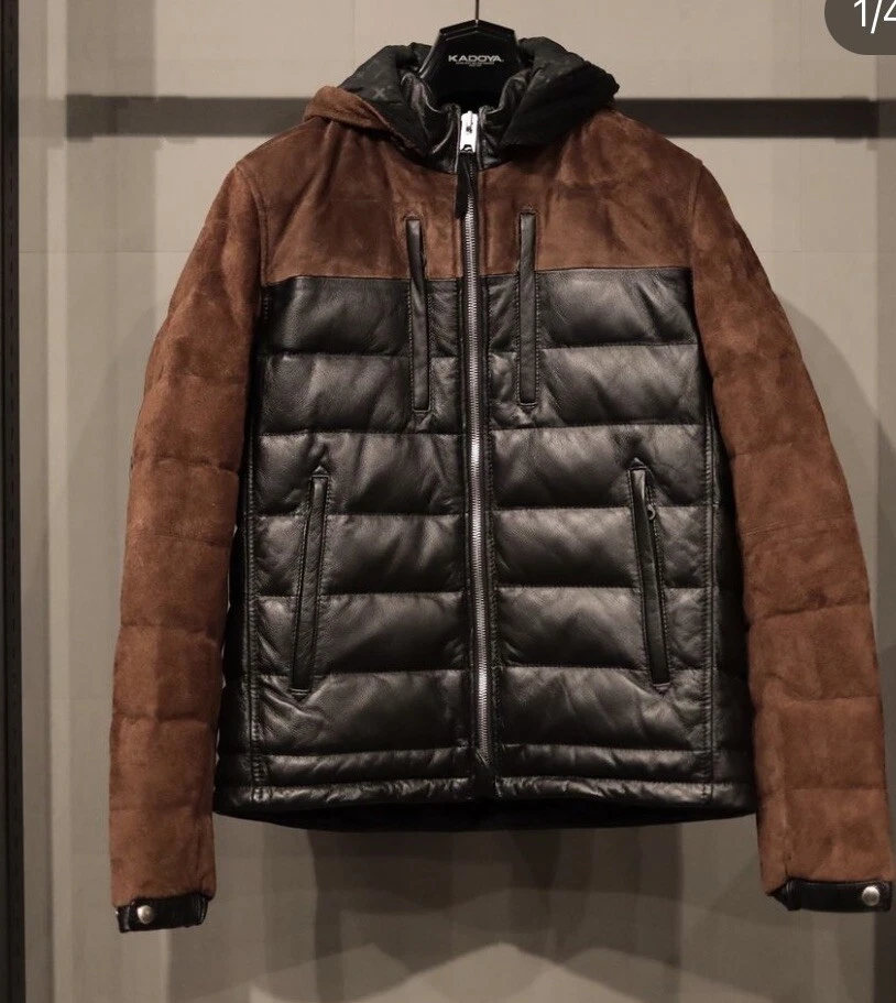 Double Tone Leather Puffer Jacket