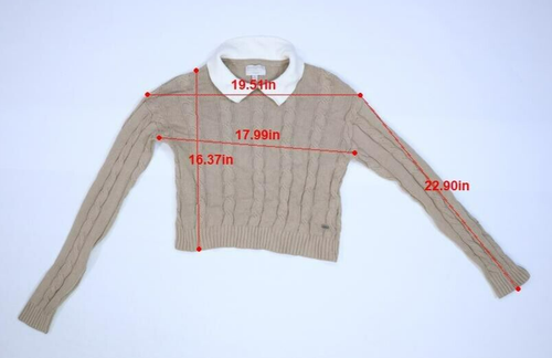 Pacific Republic Pull & Bear Cable Knit Cardigan Sweater Tan Youth Girls M - Picture 2 of 7