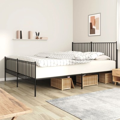 JUNZAI Bettgestell mit Kopf- und Fußteil, Bett, Bed Frame, Familienbett, E5S5