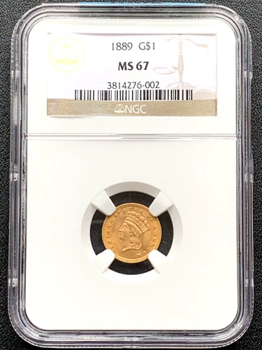 1889 Indian Princess Gold Dollar Graded MS67 by NGC