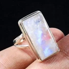 Rainbow Moonstone Ring Handmade 925 Sterling Silver Lovely Women Gift Ring K-30