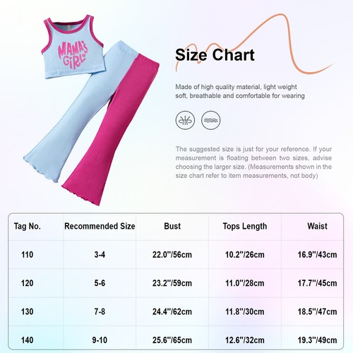 Kids Girls Outfits Contrast Color Tracksuit Beach Clothing Sets Cropped Weekend - Picture 19 of 34