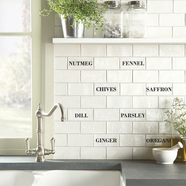Tile Transfers Stickers Herbs Spices 150mm X 75mm Brick Tiles Pack of 8 Kitchen for sale online