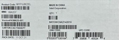 Intel MYP1UBEZEL 1U Front Bezel for 1U family of rack chassis NEW OPEN BOX