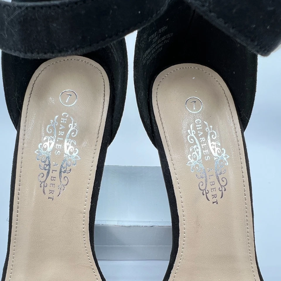 CHARLES ALBERT BLACK ANKLE STRAP HEEL SIZE 7 TESSA - Image 3 of 4