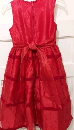 Rare Editions Girls Size 10 Red Velvet Trimmed Tulle Sleeveless Fancy Dress - 第 7/11 張圖片