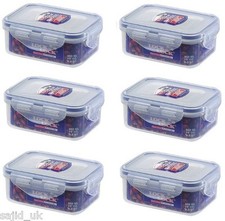 6x Lock and & Lock Food Storage Container Rectangular 350ml-137x104x53mm HPL806