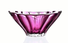 Purple Bowl Vase 8 " Centerpiece Dish Czech Bohemian Crystal Desert Bowl Gift
