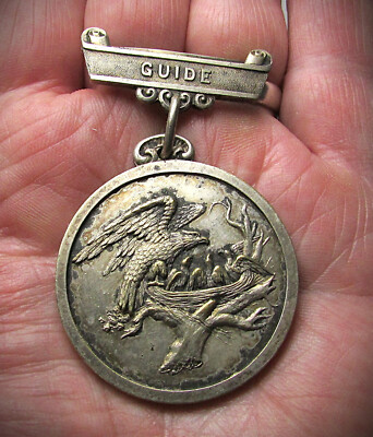 Antique Eagle Bird Guide Ribbon Pendant Medal