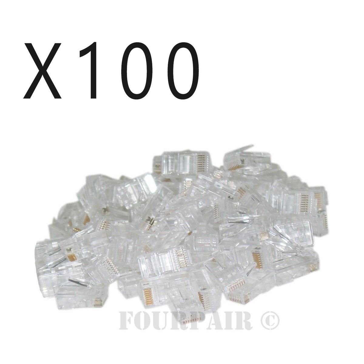 100-Pack CAT5e RJ45 Connector Ends – 8P8C Crimp-On Plugs For Stranded LAN Cable
