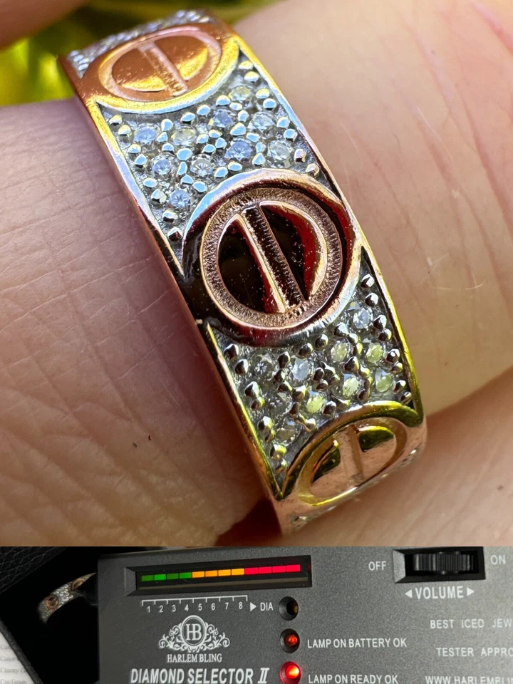 Real Iced Moissanite Eternity Band Wedding Screw Ring 14k Rose Gold 925 Silver - Image 3 of 4