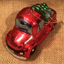 Truck Ornament Handblown Collectible Red truckGreen Tree Christmas ornament