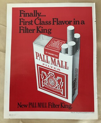 Pall Mall cigarettes ad 1971 originl vintage 1970s tobacco art illus retro  red