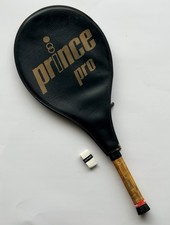 Prince Pro Vintage Tennis Racket Black Gold w/ Cover Head Overgrip Grip 4 3/8