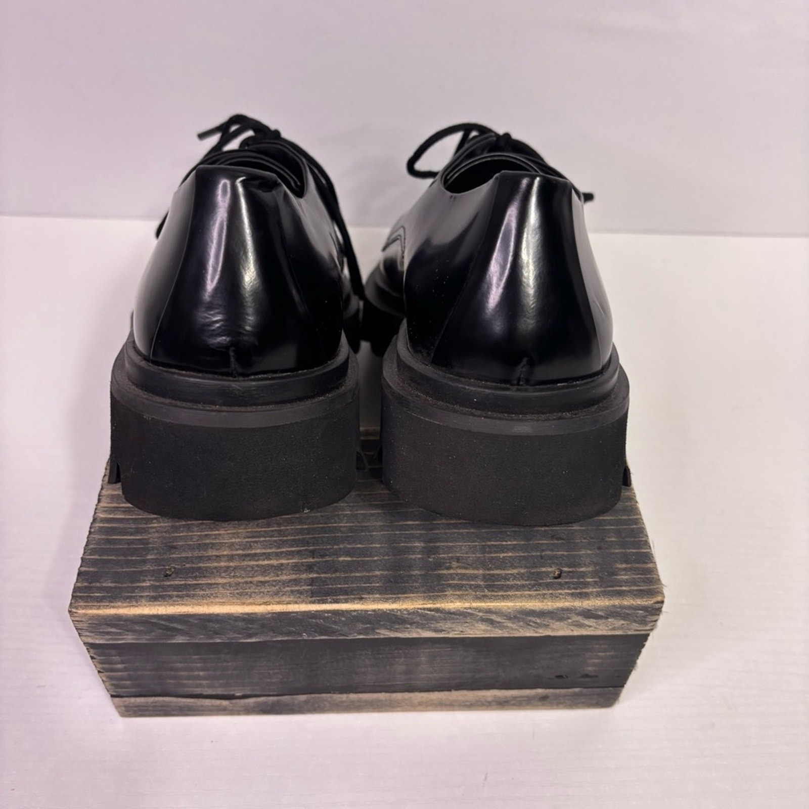 SAOLA Scarpe Oxford Maeve Anthropologie in pelle nera con suola platform grossa taglia 38