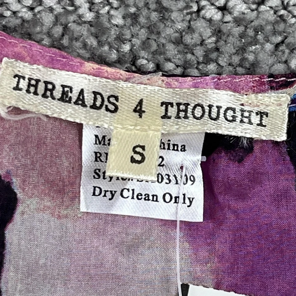 Camisa Threads 4 Thought Mujer Pequeña Púrpura Rosa Seda Sin Mangas Blusa Top Envolvente Foto 4 de 4