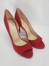 Nine West red suede women's 10 1/2 10.5 high heel shoes Open Toed