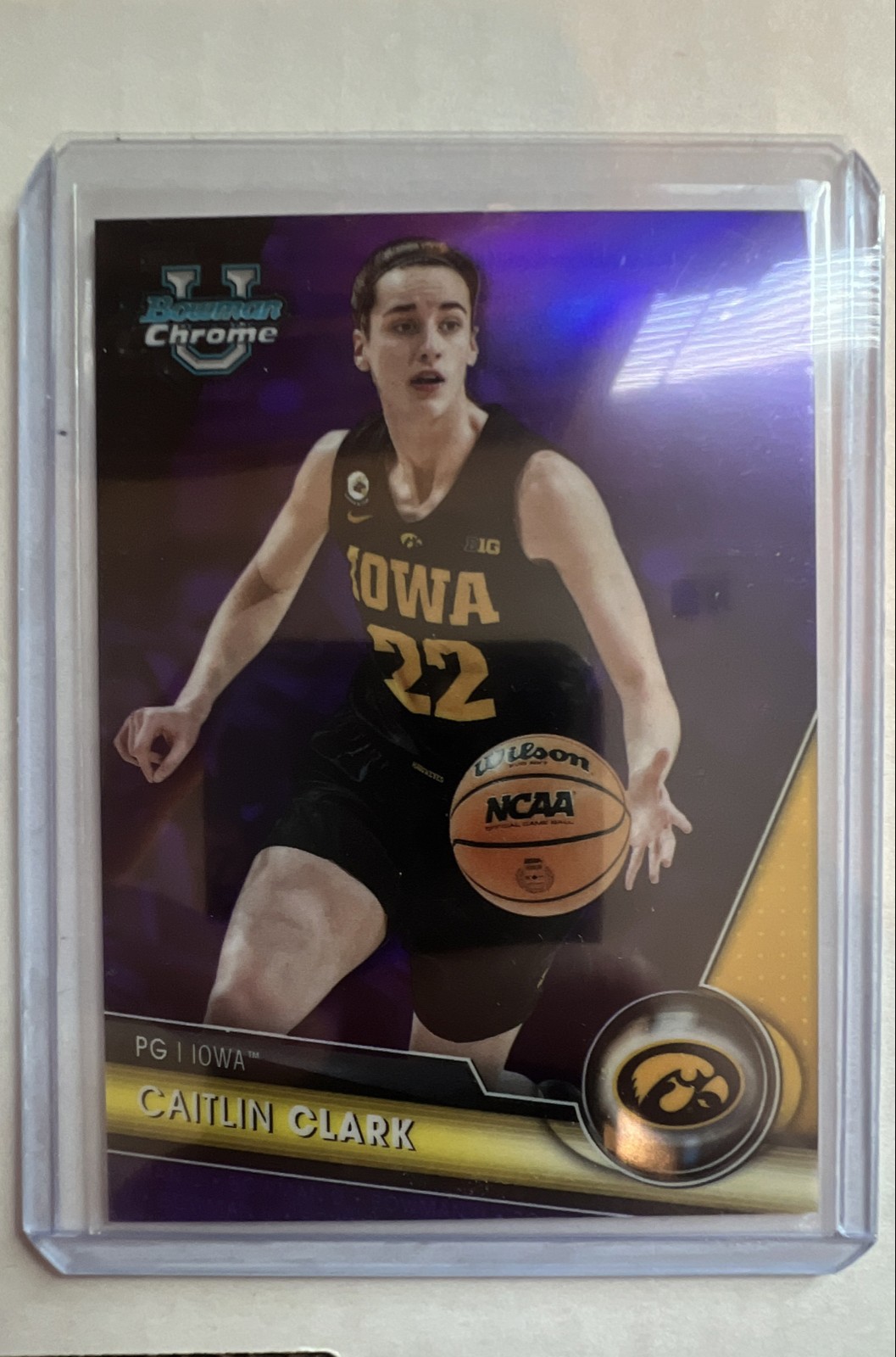 2023-24 Bowman University Chrome - Caitlin Clark #34 Purple Refractor /399 (RC)