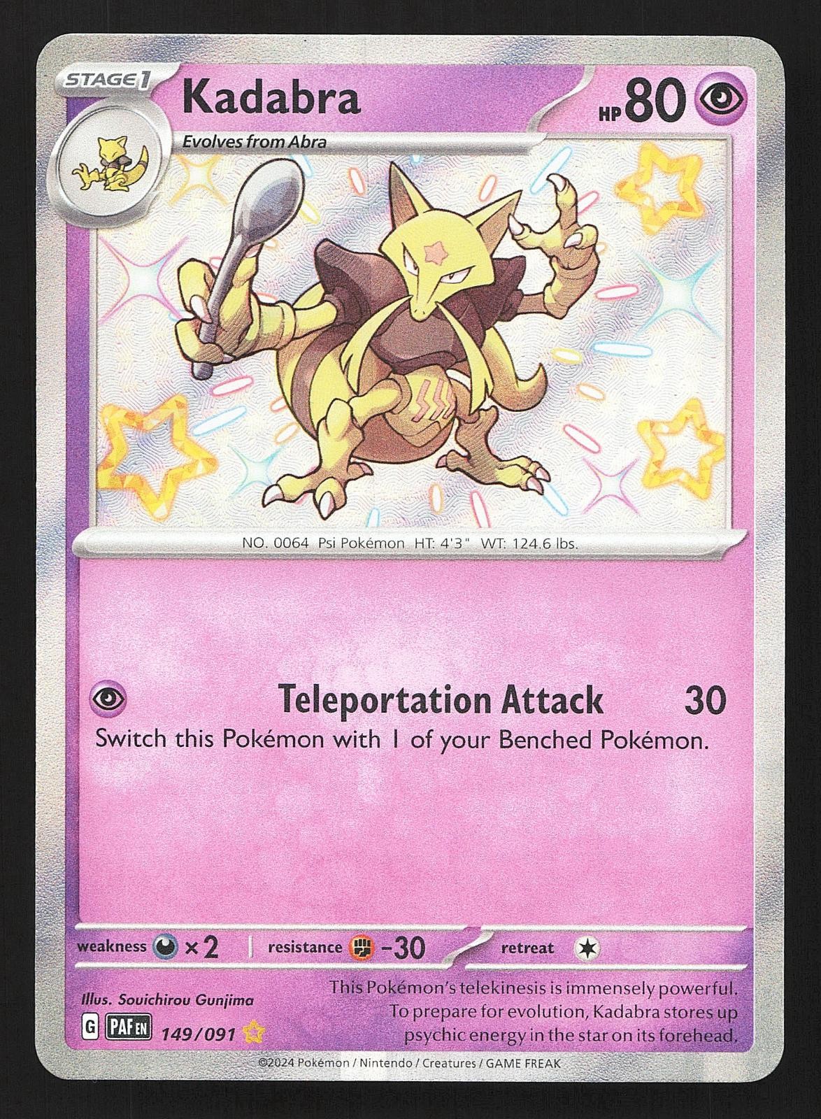Kadabra SV: Paldean Fates 149/091 Holo Shiny Rare Pokemon NM