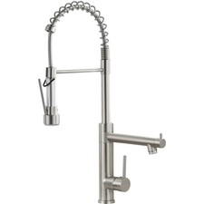 Commercial Kitchen Sink Faucet, Pull-Down Sprayer Kitchen Faucets Brushed Nickel