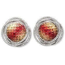 18K White Gold 1.04 CT Diamonds & 8.51 CT Multi Sapphire Round Earring »E3133