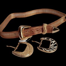 Large Women's Vintage Gold Mesh Belt Interchangeable Buckles Zebra/Gold JCPenney