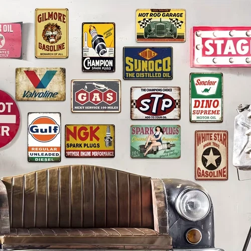 Retro Garage Tin Signs 12 Vintage Metal Wall Decor Men Cave Wall Decorations LOT