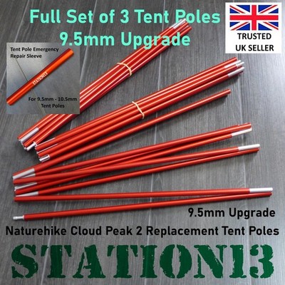 Naturehike Cloud Peak 2 - Ersatzzeltstangen - 9,5 mm 7001-T6 ProFlex UPGRADE