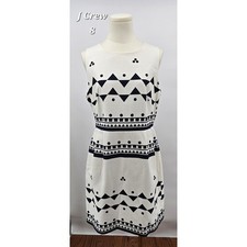 J Crew Midnight and Ivory Modernist Print Sleeveless Dress