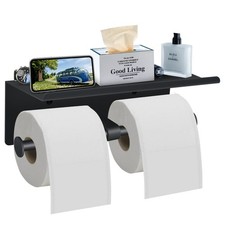 Toilet Paper Holder with Shelf Wall Mounted Toilet Paper Storage, Double Roll...