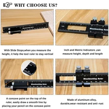 Professional Woodworking T-Type Scribing Ruler - 6 Inch Construction Measurin...