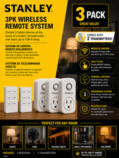 Enchufes de toma de control remoto inalámbrico STANLEY con 2 controles remotos y 3 enchufes interiores