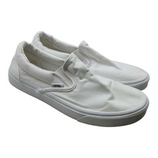 Vans Shoes M7/W8.5 Classic Slip-On True White Canvas Skate Sneakers Preppy