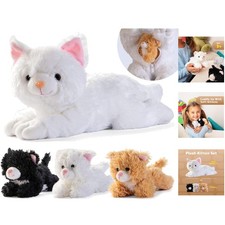 Soft Plush Cat Toy Set: Mommy Cat with Zipper and 3 Kittens - Cat Lovers' Dream