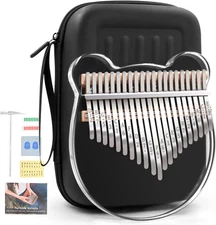 Acrylic Kalimba Thumb Piano, Portable 17 Keys Mbira Crystal Finger Piano, Musica