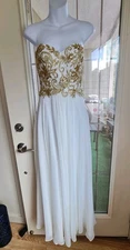 Aspeed Formal Dress White And Gold Accents Maxi Long Wedding Ball Homecoming S