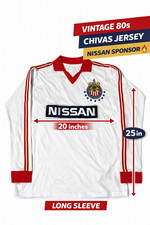 Retro Chivas Guadalajara 80s Nissan Jersey Long Sleeve L 20x25 Cotton