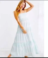 NWT Aerie Pool To Party Maxi Tie Dye Tiered Dress Size XS Blue