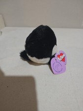 Vintage 1997 MJC Swibco Puffkins Toby the Orca 4" Plush Toy Tag