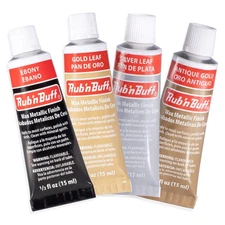 Rub n Buff Wax Metallic Finish 4 Color Kit - Antique Gold Silver Leaf Gold Le...