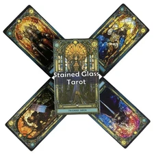 Stained Glass Tarot Cards 78 Deck for Beginners | Oracle, Divination, English