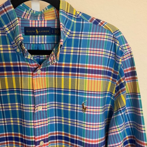 Ralph Lauren Herren Pony Pastell Kariert Oxford Langarm Baumwolle Button Down L - Bild 3 von 5