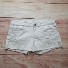 LOFT Shorts Womens 0 White Cut-Off Denim Frayed Hem Distressed Stretch