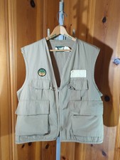 Vintage Saf T Bak Woods Goods Vest Mens XLarge Khaki Fishing Hunting Utility XL