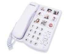 Excelltel Corded Telephone Photo Dial Big Buttons SOS Speakerphone White