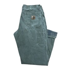 VTG 90s Carhartt Carpenter Pants Men's 32x29 90s Big Patch Rare Green Workwear