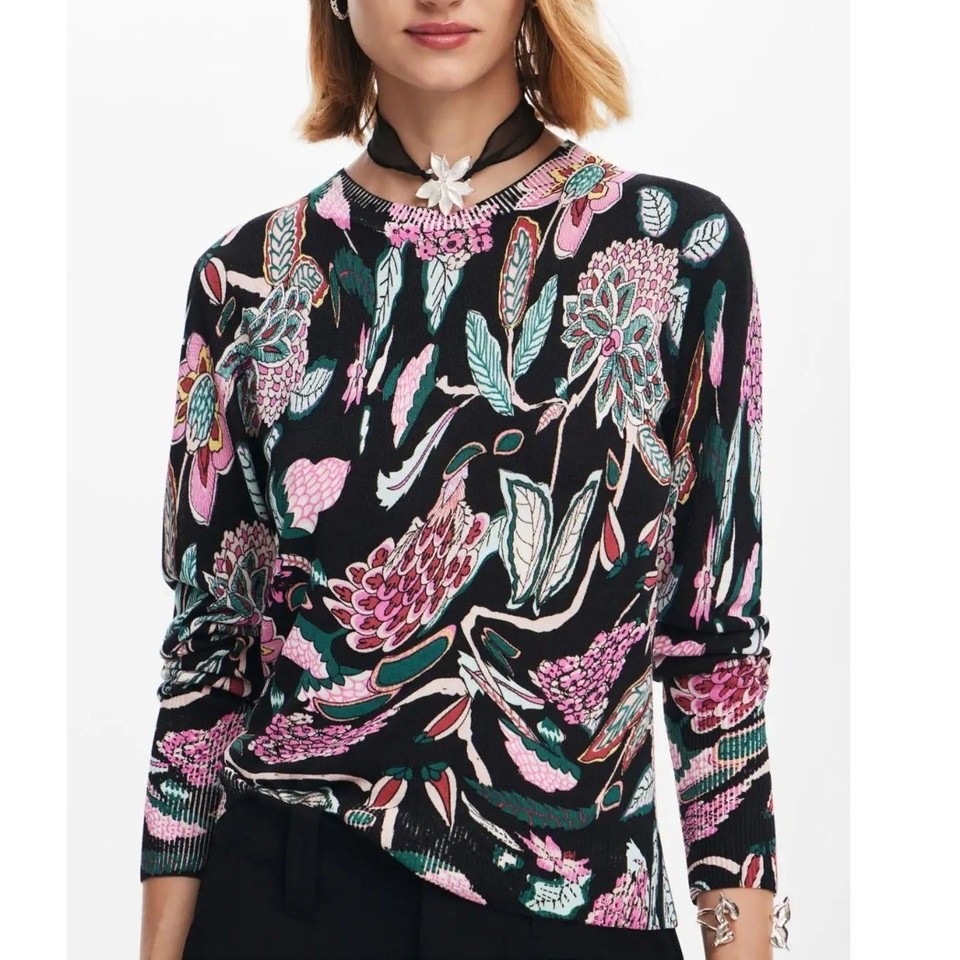 Desigual Women's Thick Knit Pullover Sweater - Heart Jacquard Pattern Long Sleeve - View #6