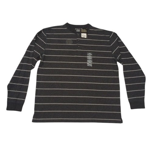 St John's Bay Herren Large Hemd Wildleder Henley NEU mit Etikett Langarm grau